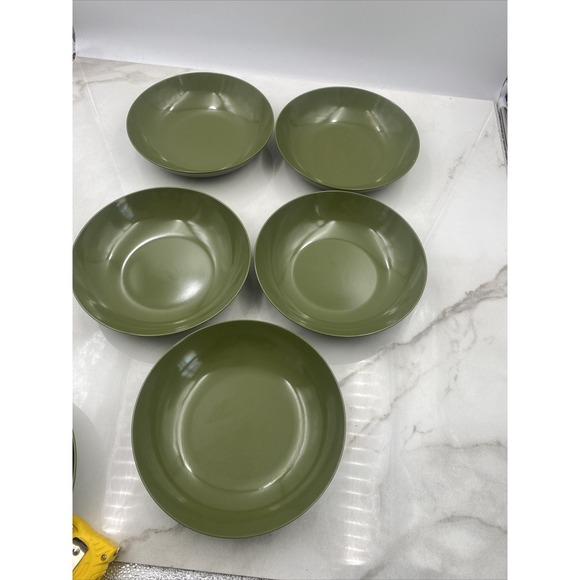 Vintage MELMAC MELMINE Royalon, Inc Avocado Green 10  Vintage Roymac Bowls Melmac Royalon Avocado Green Divided Plastic Lot Of 11